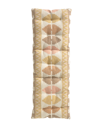 Cojín de banco rectangular de algodón dhurrie de 40x120x4cm