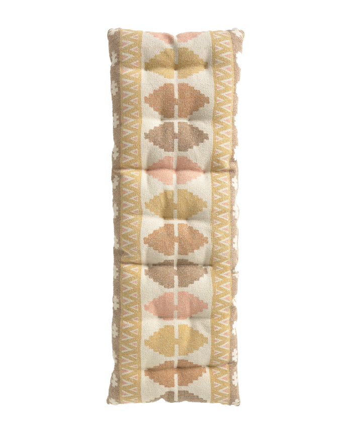 Cojín de banco rectangular de algodón dhurrie de 40x120x4cm