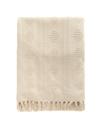 Plaid de algodón jacquard crudo de 120x180cm