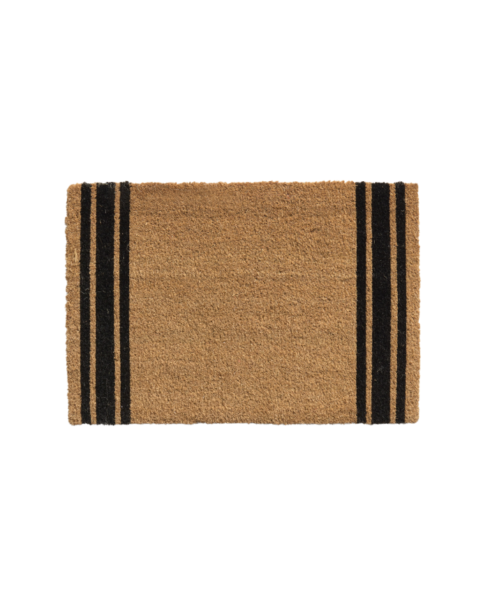 Felpudo de fibra de coco con rayas negras de 40x60cm
