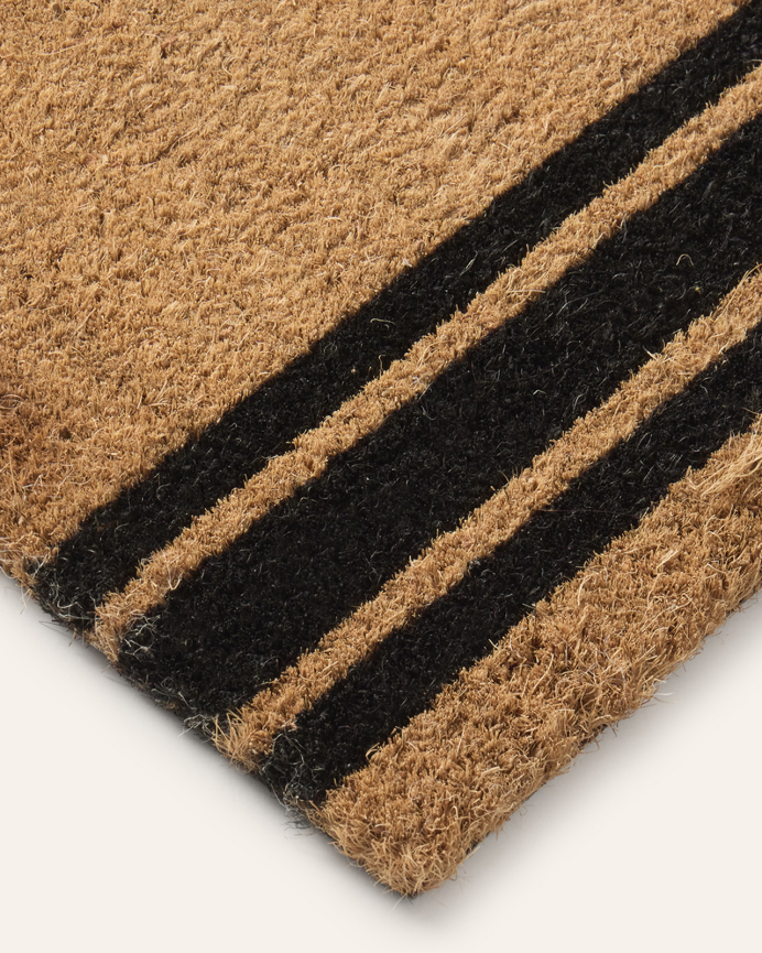 Felpudo de fibra de coco con rayas negras de 40x60cm