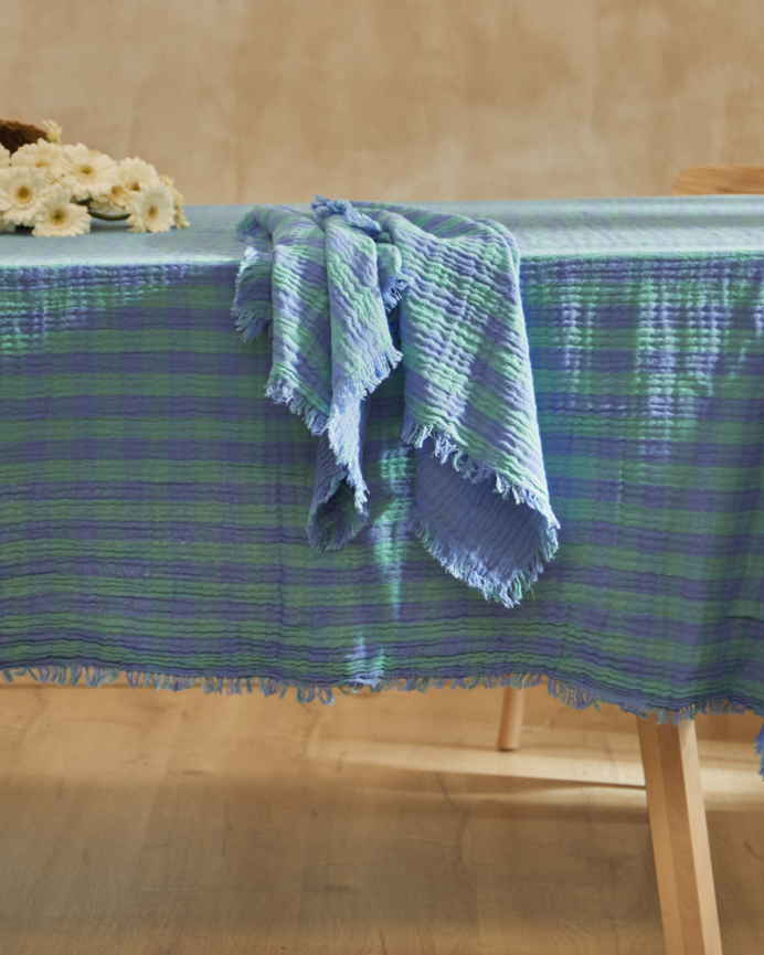 Mantel de algodón de muselina tonos azules en varias medidas
