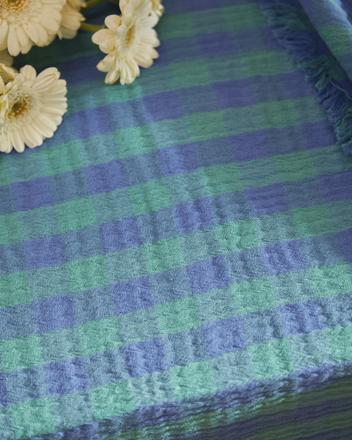 Mantel de algodón de muselina tonos azules en varias medidas