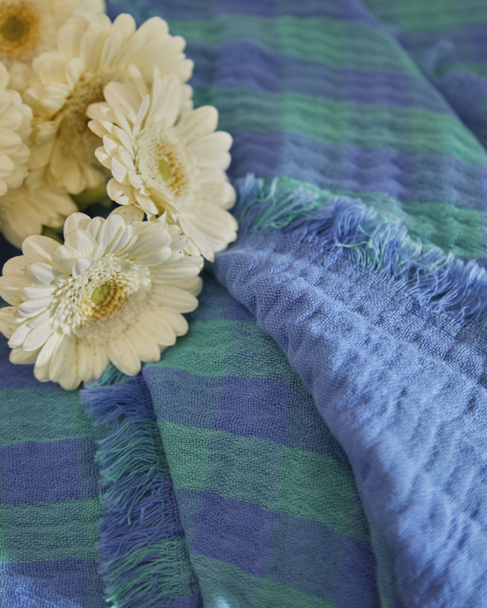 Set de 2 servilletas de algodón tonos azules de 45x45