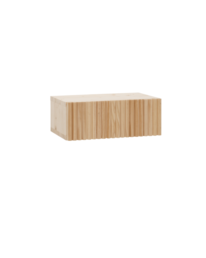 Mesita de noche de madera maciza flotante en tono natural de 40cm