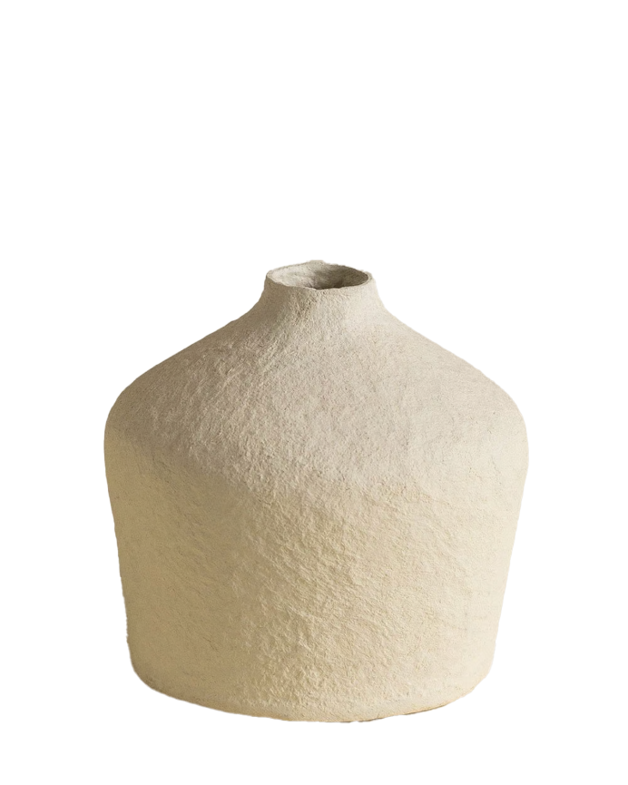 Jarrón de papel maché beige de 20x21cm