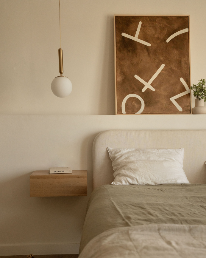 Cuadro marrón y blanco decorativo sobre algodón con bastidor de madera pintado a mano con pintura óleo en varias medidas