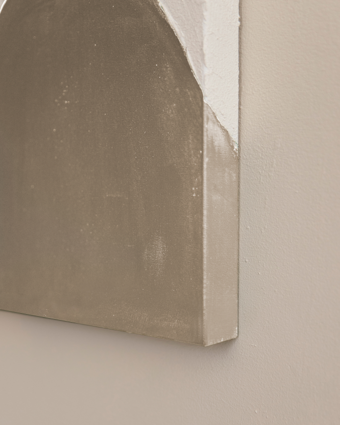 Cuadro beige y blanco decorativo sobre algodón con bastidor de madera pintado artesanalmente con pintura óleo en varias medidas