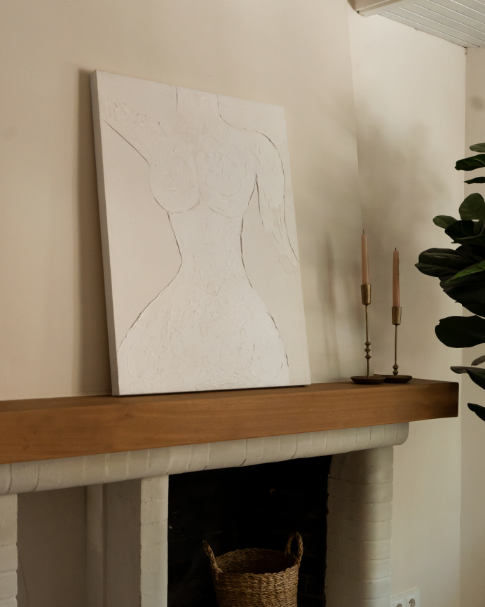 Cuadro beige decorativo sobre algodón con bastidor de madera pintado artesanalmente con pintura al óleo en varias medidas