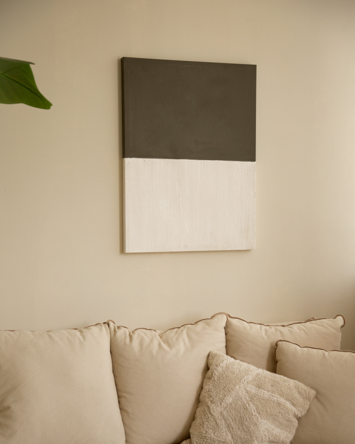 Cuadro marrón y blanco decorativo sobre algodón con bastidor de madera pintado a mano con pintura óleo en varias medidas