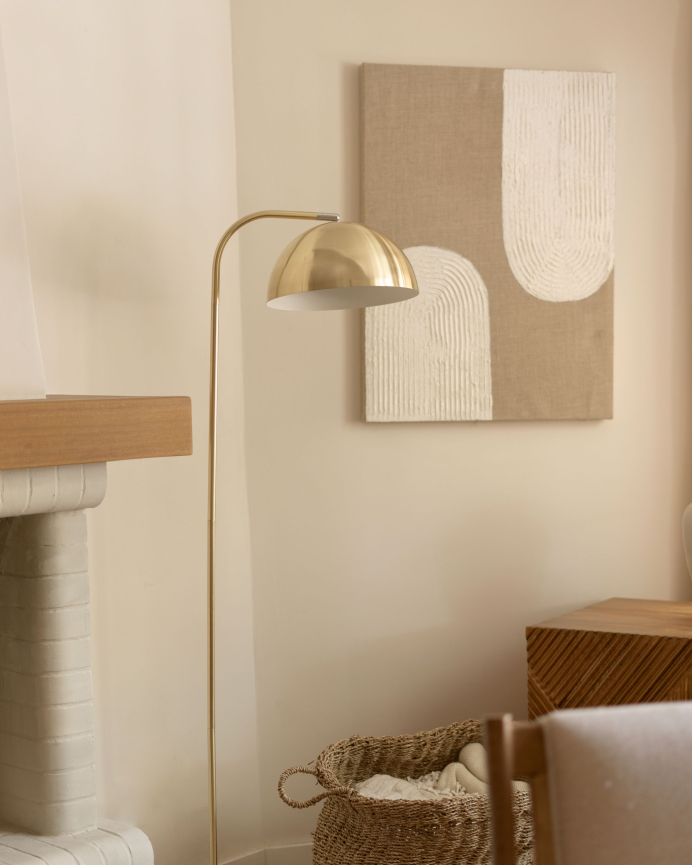 Cuadro beige y blanco decorativo sobre lino con bastidor de madera pintado artesanalmente con pintura al óleo en varias medidas
