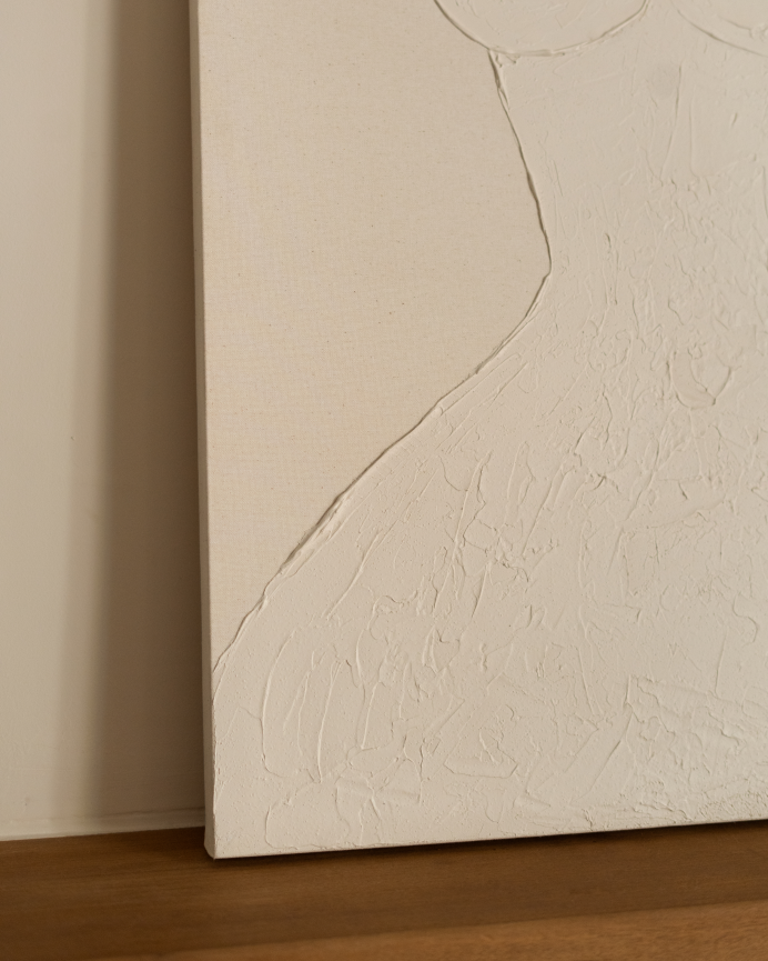 Cuadro beige decorativo sobre algodón con bastidor de madera pintado artesanalmente con pintura al óleo en varias medidas