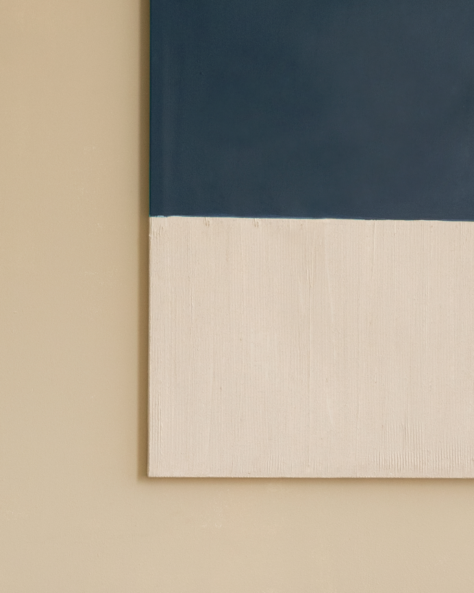 Cuadro azul y blanco decorativo sobre algodón con bastidor de madera pintado artesanalmente con pintura óleo en varias medidas