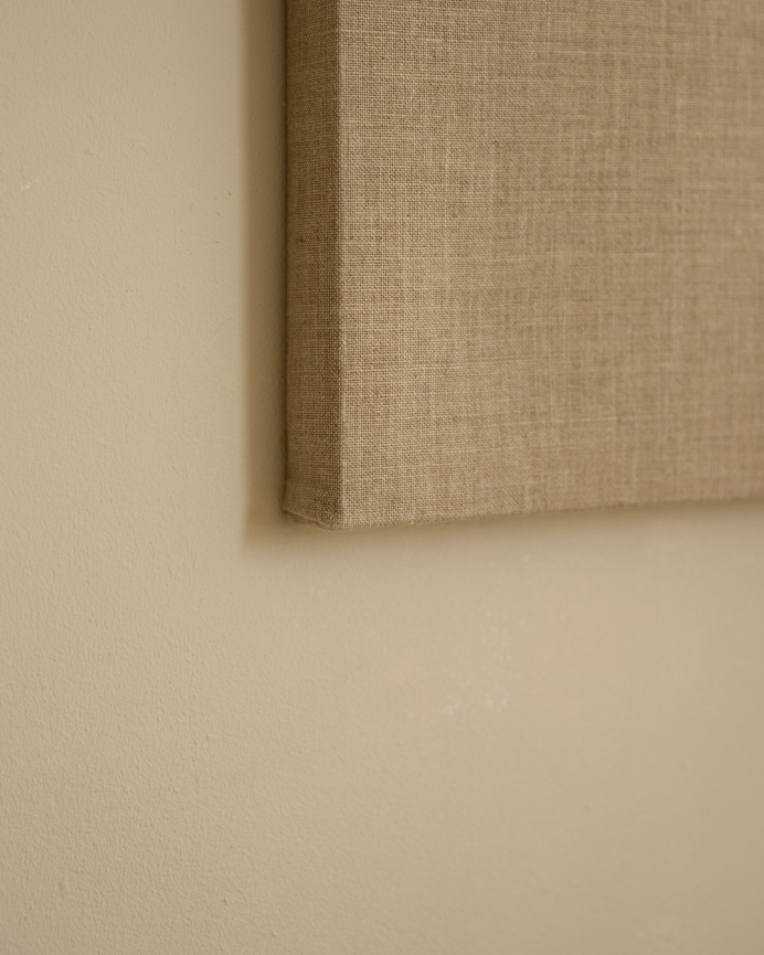 Cuadro beige y blanco decorativo sobre lino con bastidor de madera pintado artesanalmente con pintura al óleo en varias medidas