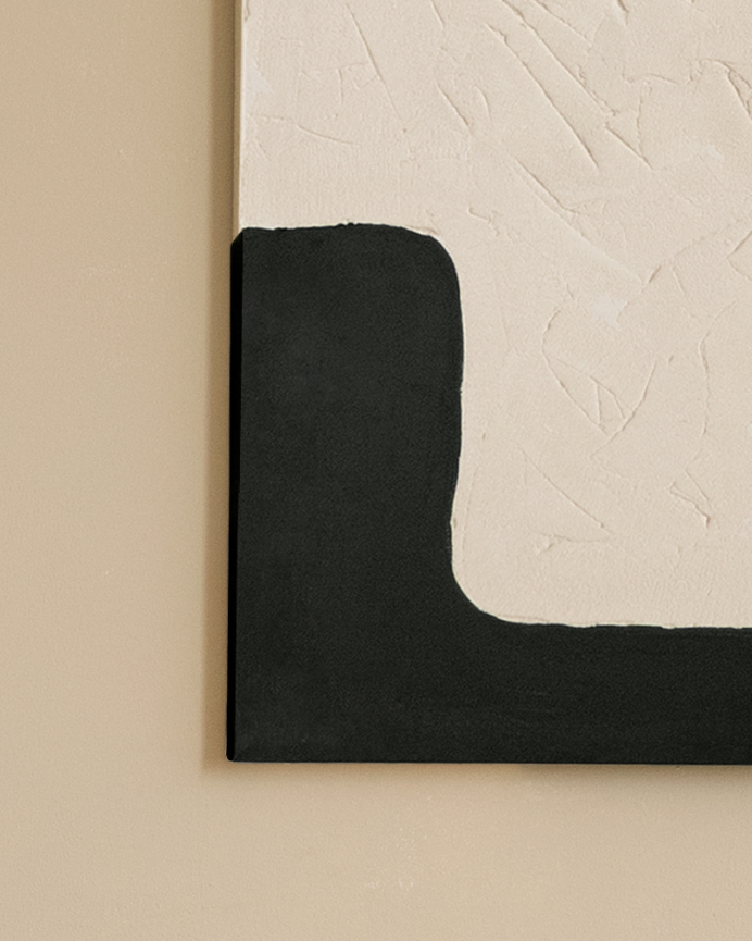 Cuadro blanco y negro decorativo sobre algodón con bastidor de madera pintado artesanalmente con pintura óleo en varias medidas