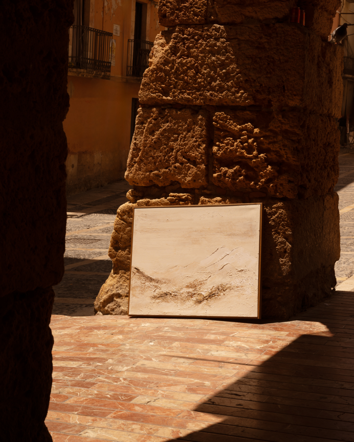 Cuadro blanco decorativo sobre algodón con bastidor de madera pintado artesanalmente con pintura al óleo en varias medidas