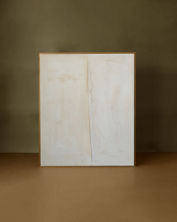 Cuadro blanco decorativo sobre algodón con bastidor de madera pintado artesanalmente con pintura al óleo en varias medidas