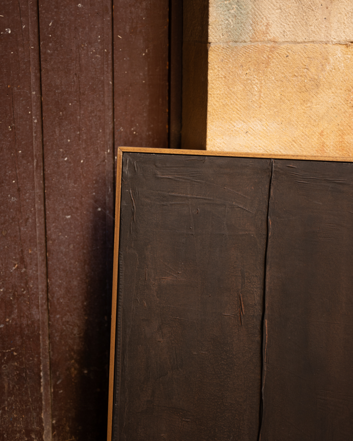 Cuadro negro decorativo sobre algodón con bastidor de madera pintado artesanalmente con pintura al óleo en varias medidas
