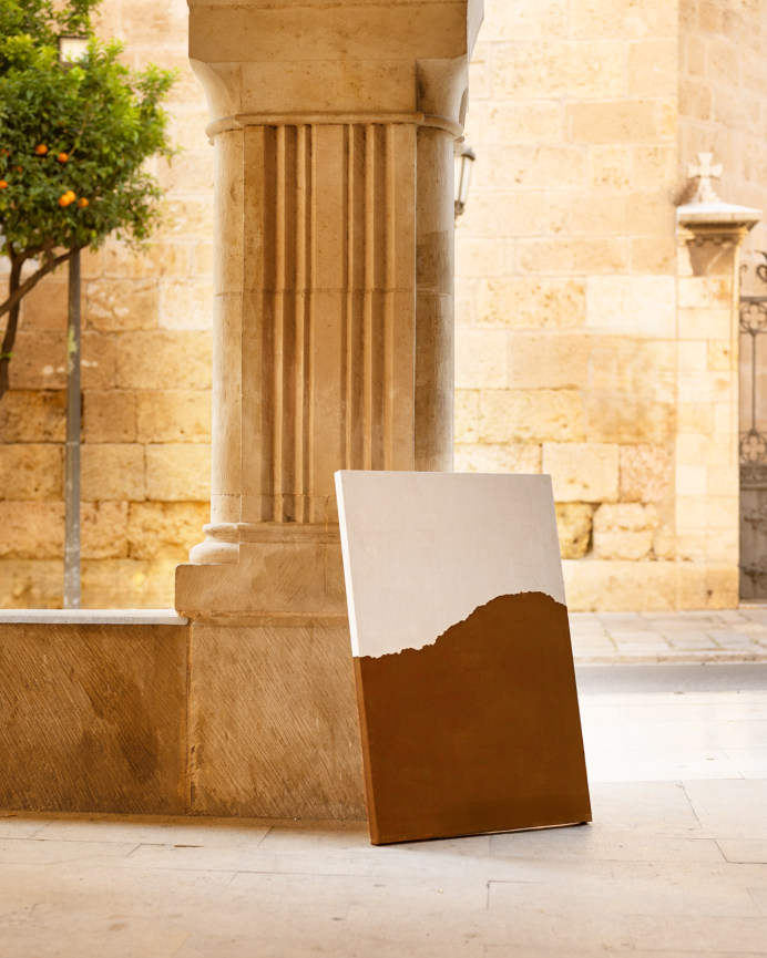 Cuadro teja decorativo sobre algodón con bastidor de madera pintado artesanalmente con pintura al óleo en varias medidas