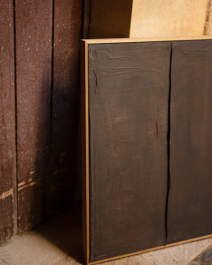 Cuadro negro decorativo sobre algodón con bastidor de madera pintado artesanalmente con pintura al óleo en varias medidas