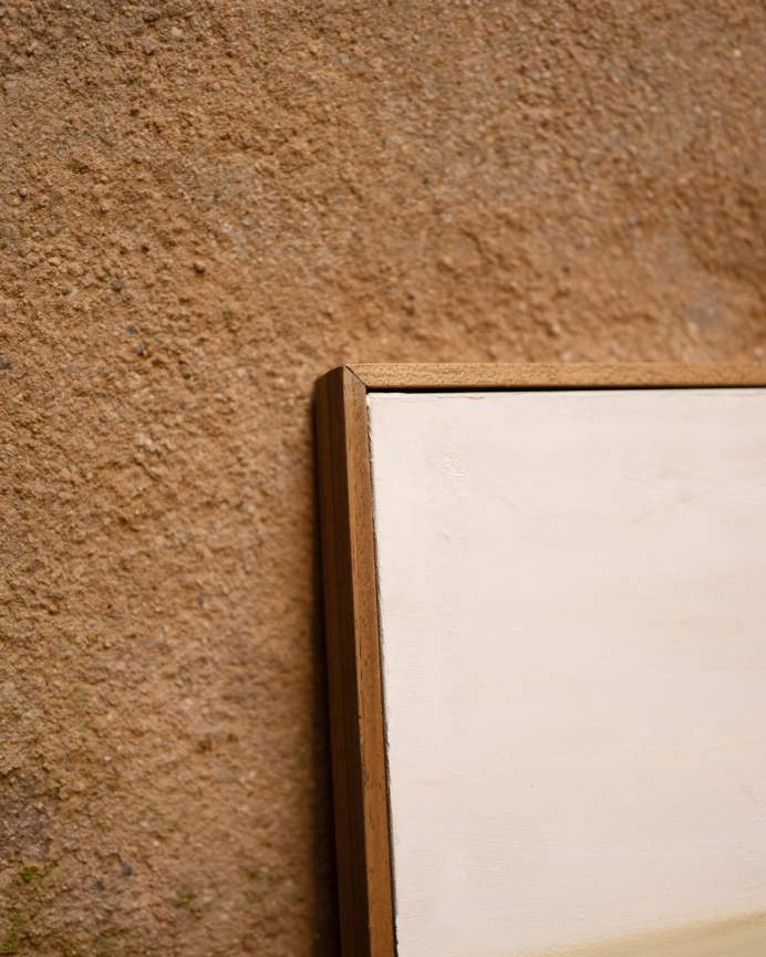 Cuadro blanco y marrón decorativo de algodón con bastidor de madera pintado artesanalmente con pintura al óleo varias medidas