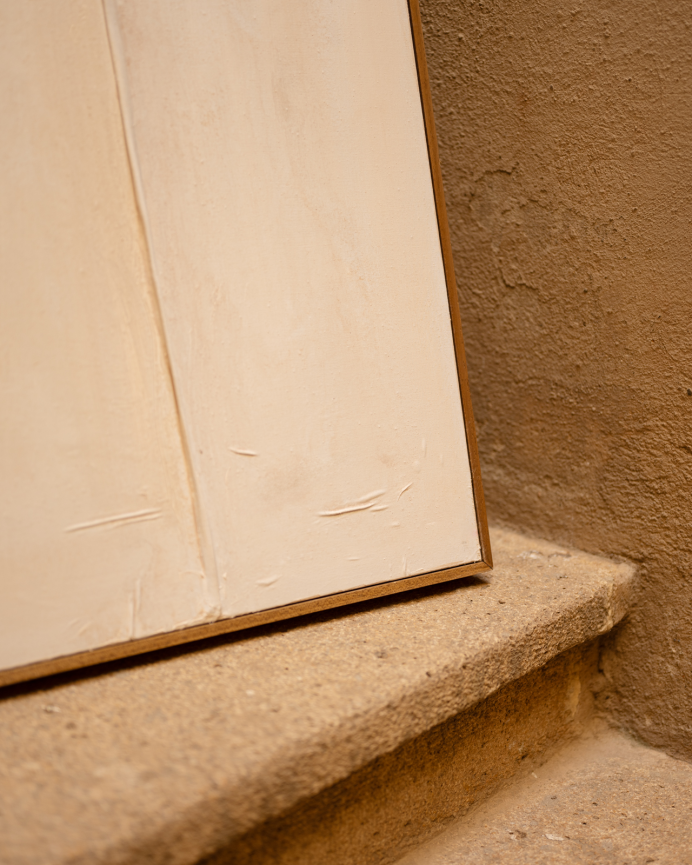 Cuadro blanco decorativo sobre algodón con bastidor de madera pintado artesanalmente con pintura al óleo en varias medidas