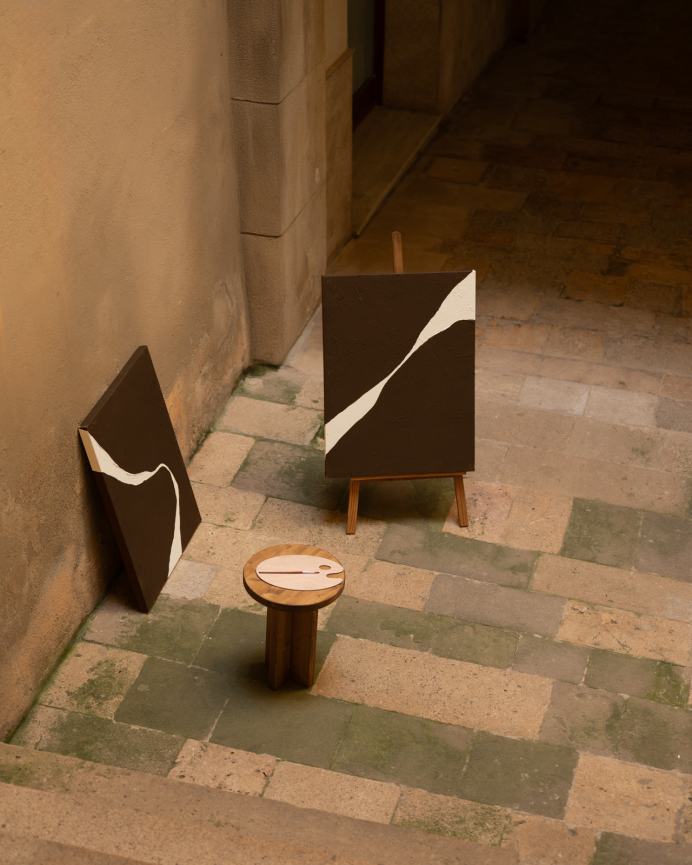 Cuadro marrón decorativo sobre algodón con bastidor de madera pintado artesanalmente con pintura al óleo en varias medidas