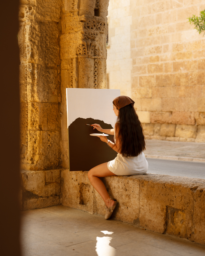 Cuadro marrón decorativo sobre algodón con bastidor de madera pintado artesanalmente con pintura al óleo en varias medidas