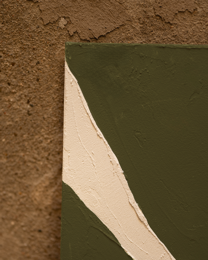 Cuadro verde decorativo sobre algodón con bastidor de madera pintado artesanalmente con pintura al óleo en varias medidas
