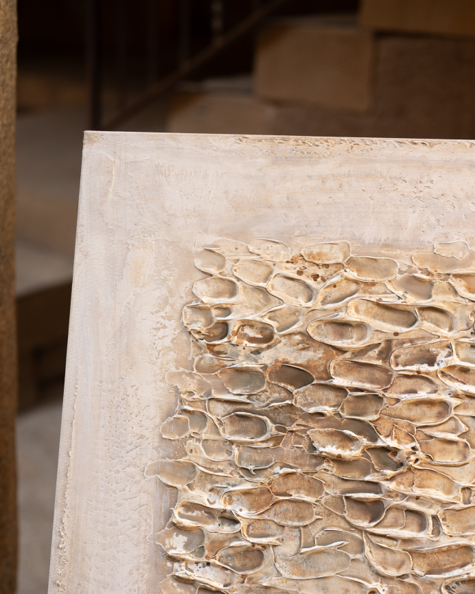 Cuadro blanco decorativo sobre algodón con bastidor de madera pintado artesanalmente con pintura al óleo en varias medidas
