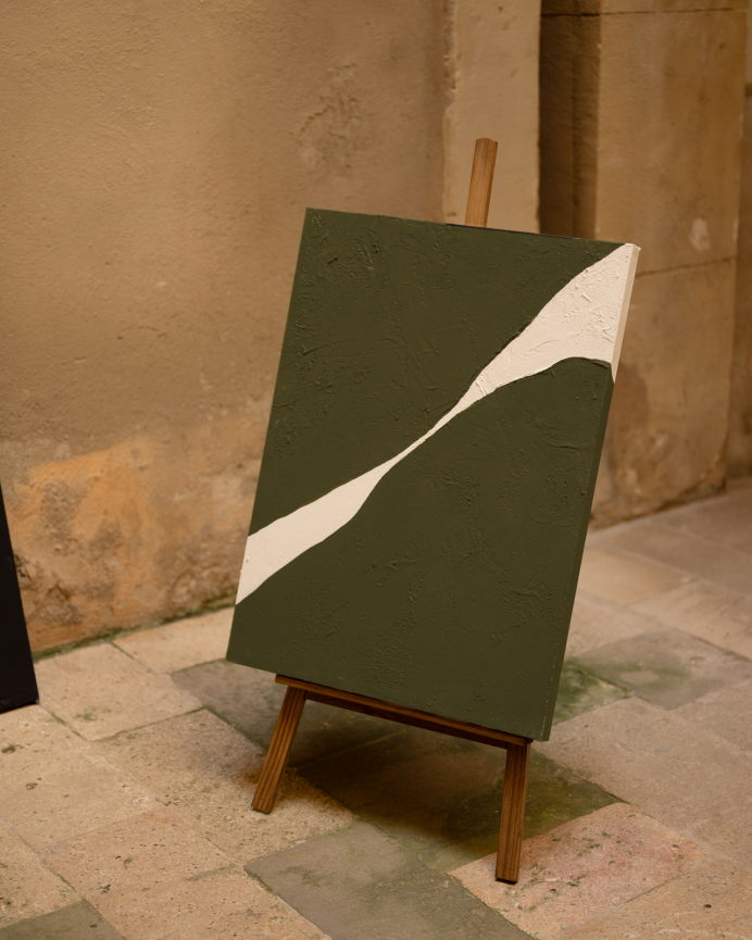 Cuadro verde decorativo sobre algodón con bastidor de madera pintado artesanalmente con pintura al óleo en varias medidas