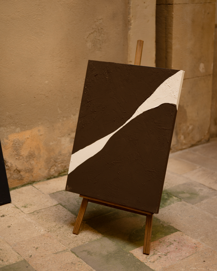Cuadro marrón decorativo sobre algodón con bastidor de madera pintado artesanalmente con pintura al óleo en varias medidas