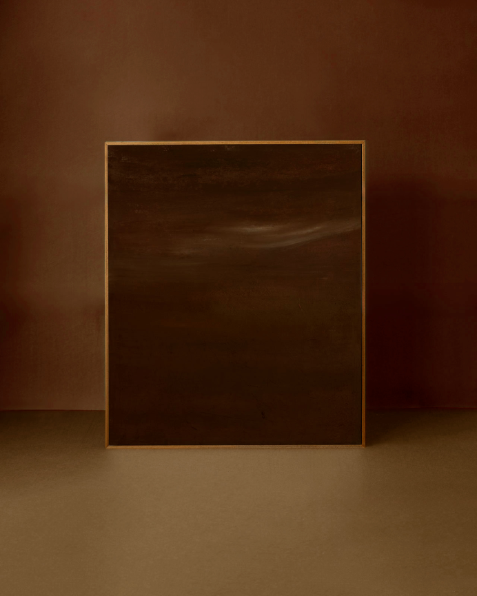 Cuadro marrón decorativo sobre algodón con bastidor de madera pintado artesanalmente con pintura al óleo en varias medidas