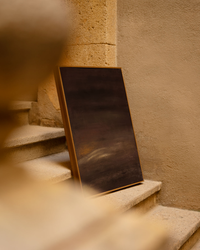 Cuadro marrón decorativo sobre algodón con bastidor de madera pintado artesanalmente con pintura al óleo en varias medidas