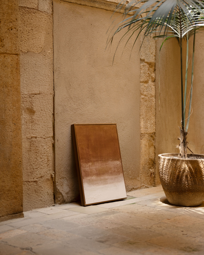 Cuadro teja decorativo sobre algodón con bastidor de madera pintado artesanalmente con pintura al óleo en varias medidas