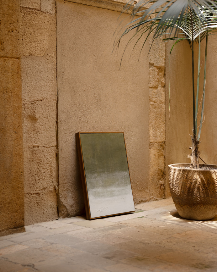Cuadro verde decorativo sobre algodón con bastidor de madera pintado artesanalmente con pintura al óleo en varias medidas