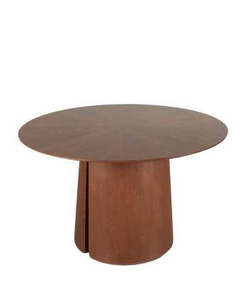Mesa de comedor de chapa de roble maciza en tono nogal 120x75cm