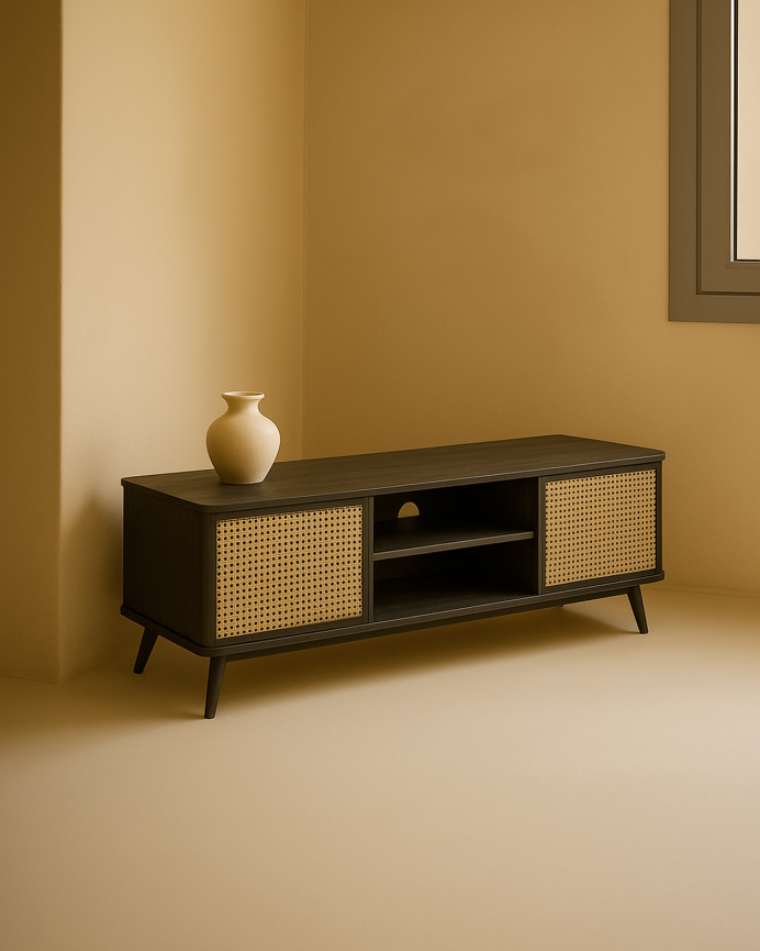 Aparador de madera maciza en tono negro 160x50cm