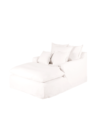 Sillón de algodón y lino color blanco de 115x170cm