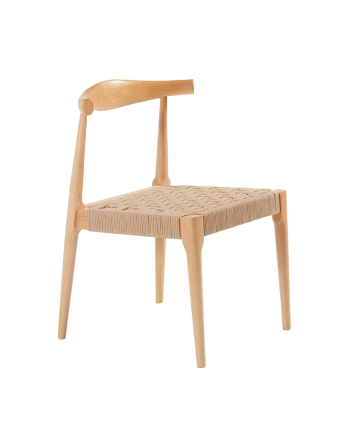 Silla de madera maciza en tono beige de 81cm