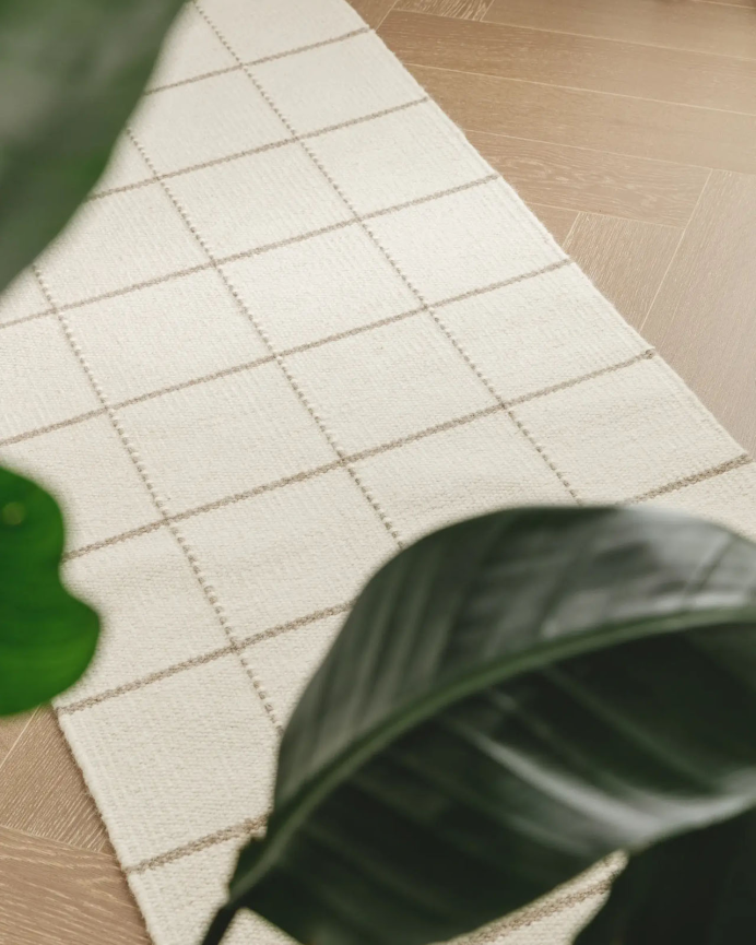 Alfombra corredor de algodón y lana beige en varias medidas