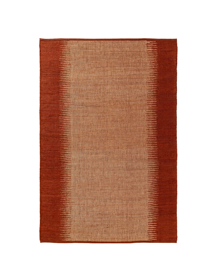 Alfombra rectangular de algodón y yute terracota en varias medidas
