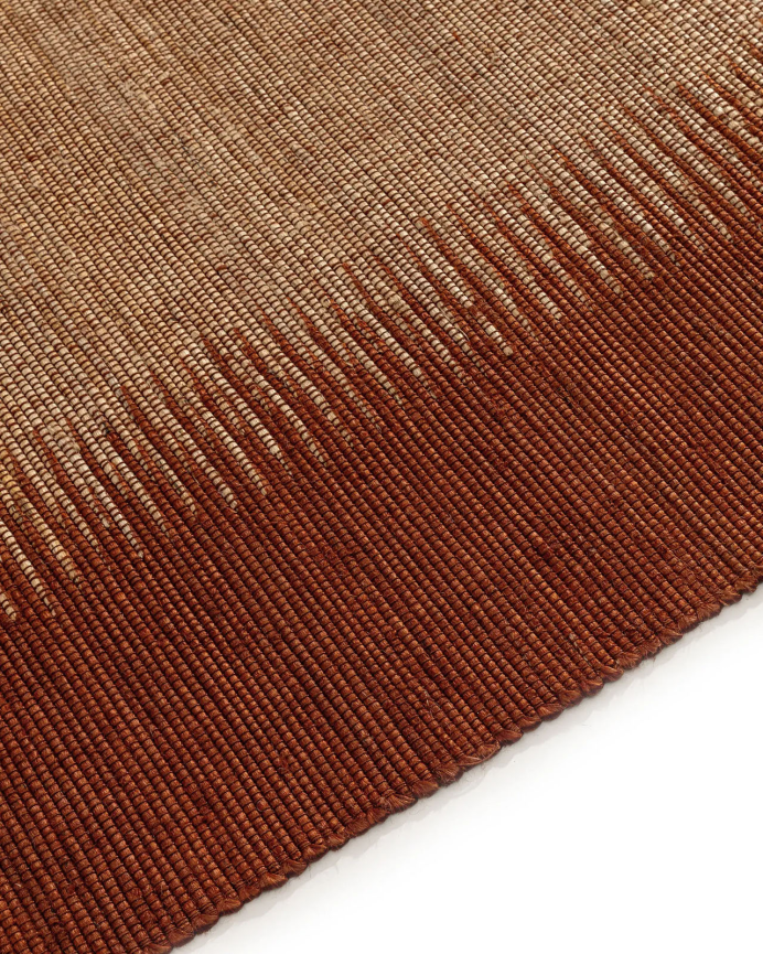 Alfombra rectangular de algodón y yute terracota en varias medidas