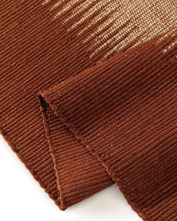 Alfombra rectangular de algodón y yute terracota en varias medidas