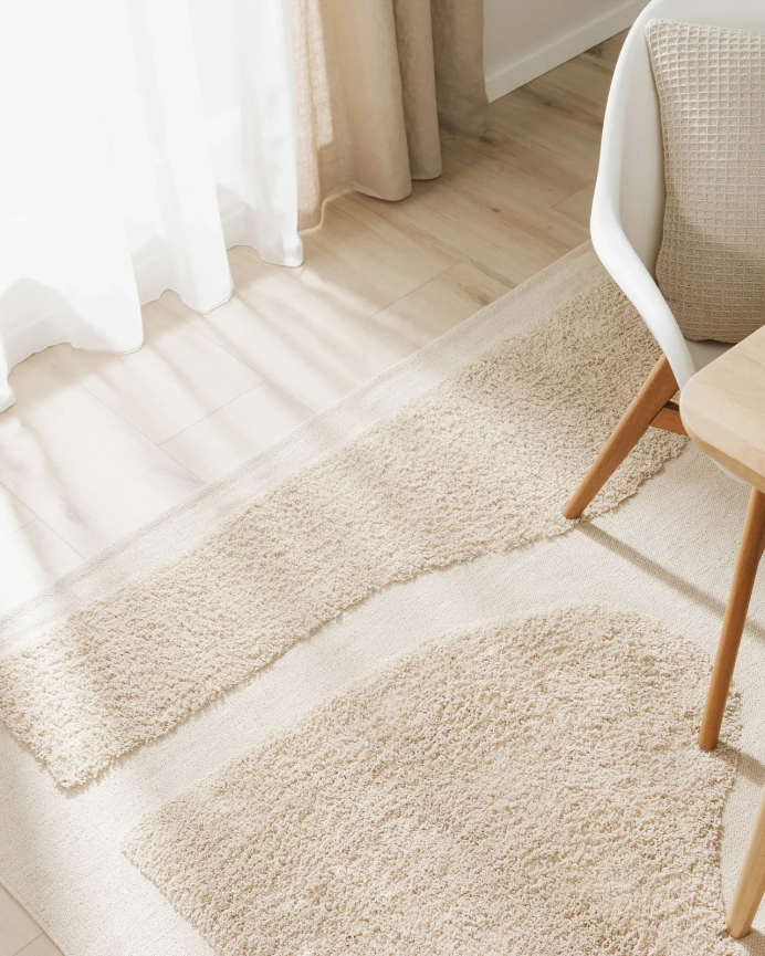 Alfombra rectangular de algodón beige en varias medidas