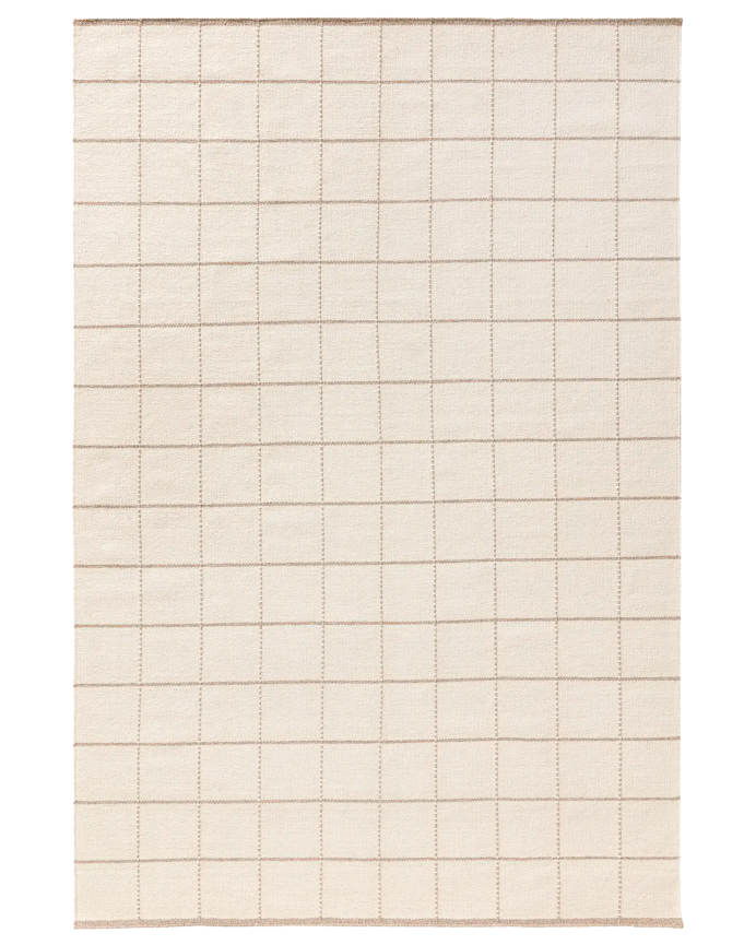 Alfombra rectangular de algodón y lana crema en varias medidas