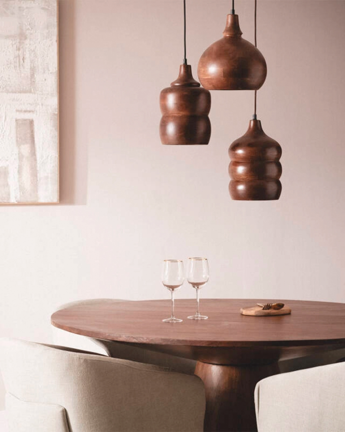 Lámpara de techo de madera de mango color marrón de 128cm