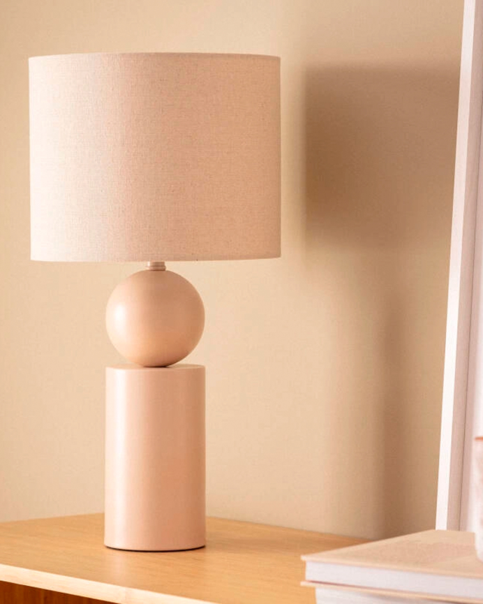 Lámpara de mesa de cerámica color beige de 50cm