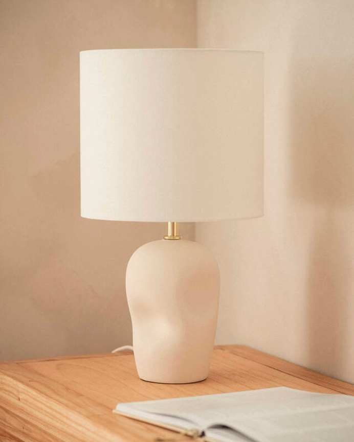 Lámpara de mesa de cerámica color blanco de 48cm
