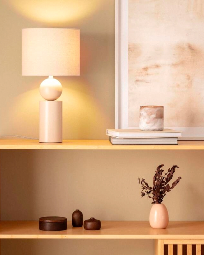 Lámpara de mesa de cerámica color beige de 50cm